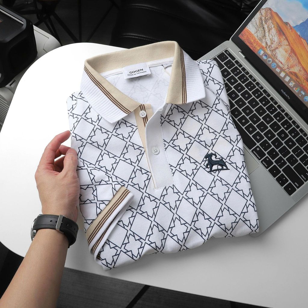 Áo Thun Polo Nam Cao Cấp Monogram Retro Logo Thêu - Luôn Tặng Hộp Đóng - GOGEN G03