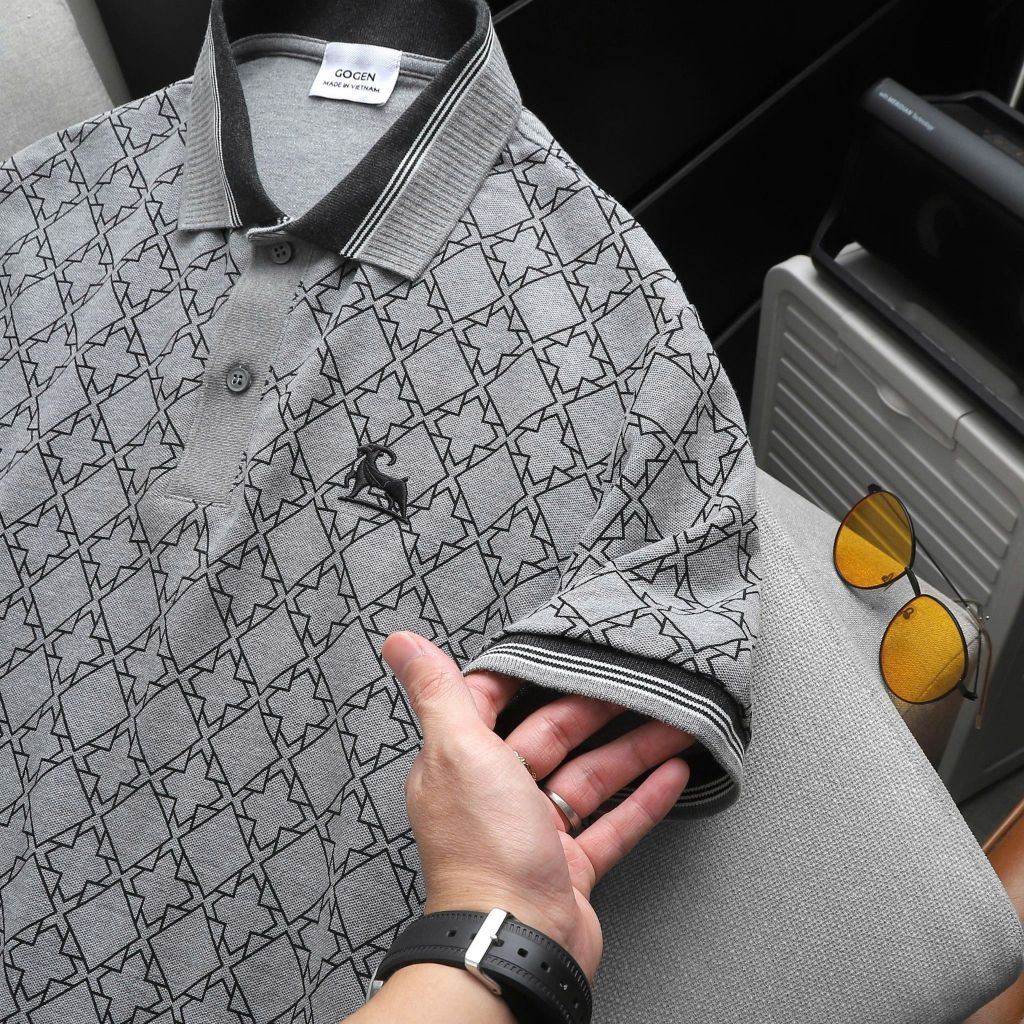 Áo Thun Polo Nam Cao Cấp Monogram Retro Logo Thêu - Luôn Tặng Hộp Đóng - GOGEN G03