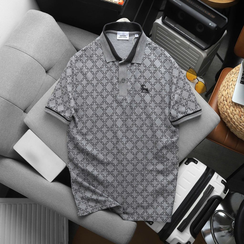 Áo Thun Polo Nam Cao Cấp Monogram Retro Logo Thêu - Luôn Tặng Hộp Đóng - GOGEN G03