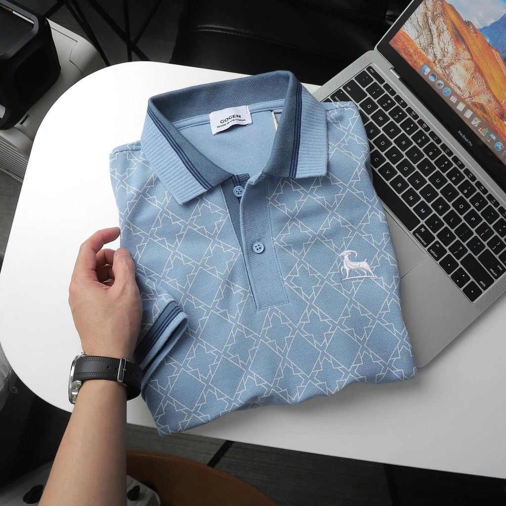 Áo Thun Polo Nam Cao Cấp Monogram Retro Logo Thêu - Luôn Tặng Hộp Đóng - GOGEN G03