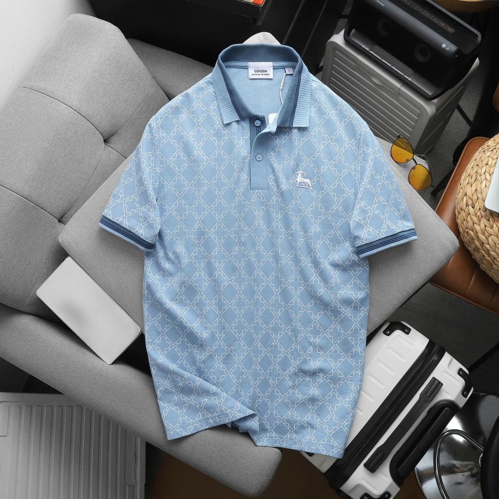 Áo Thun Polo Nam Cao Cấp Monogram Retro Logo Thêu - Luôn Tặng Hộp Đóng - GOGEN G03