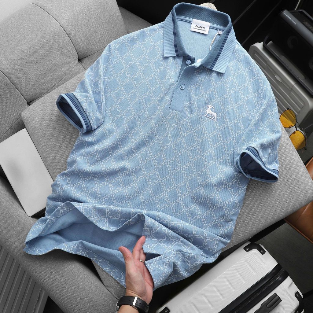 Áo Thun Polo Nam Cao Cấp Monogram Retro Logo Thêu - Luôn Tặng Hộp Đóng - GOGEN G03