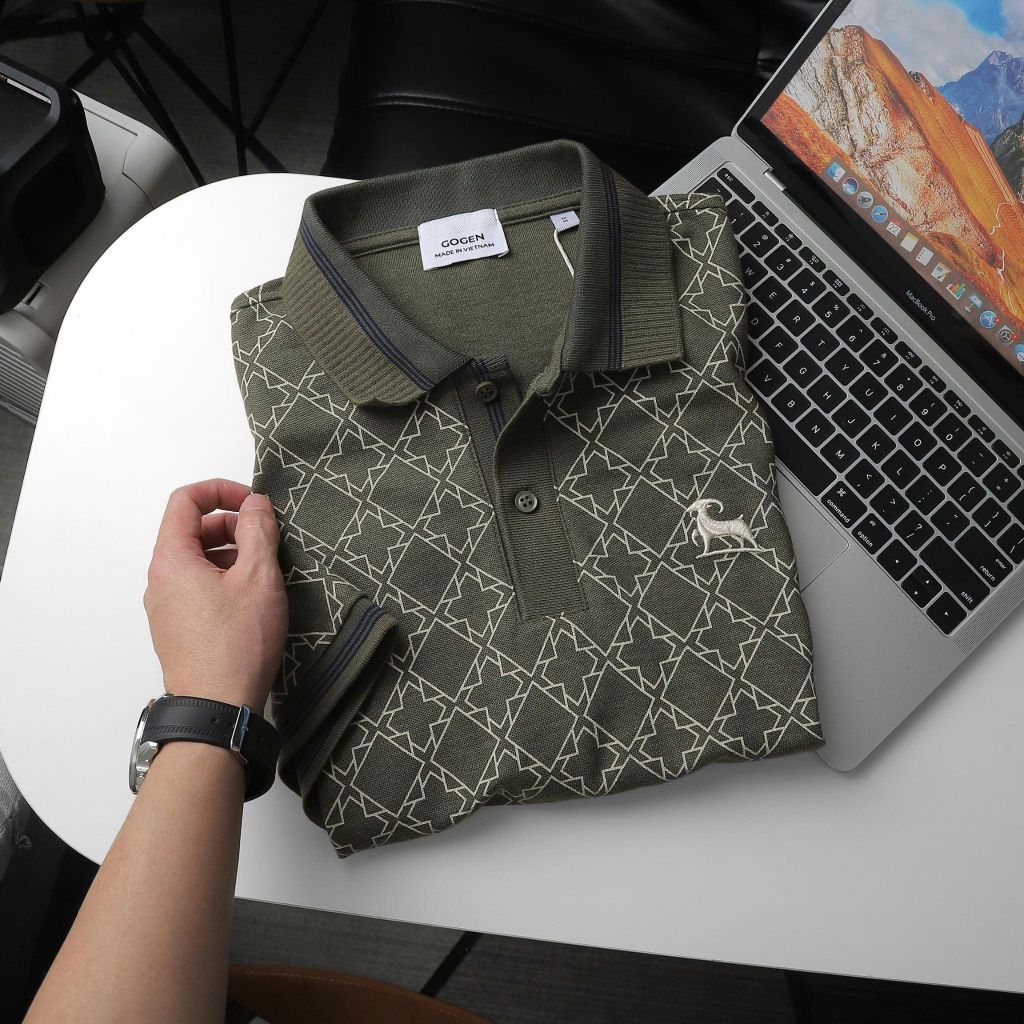 Áo Thun Polo Nam Cao Cấp Monogram Retro Logo Thêu - Luôn Tặng Hộp Đóng - GOGEN G03