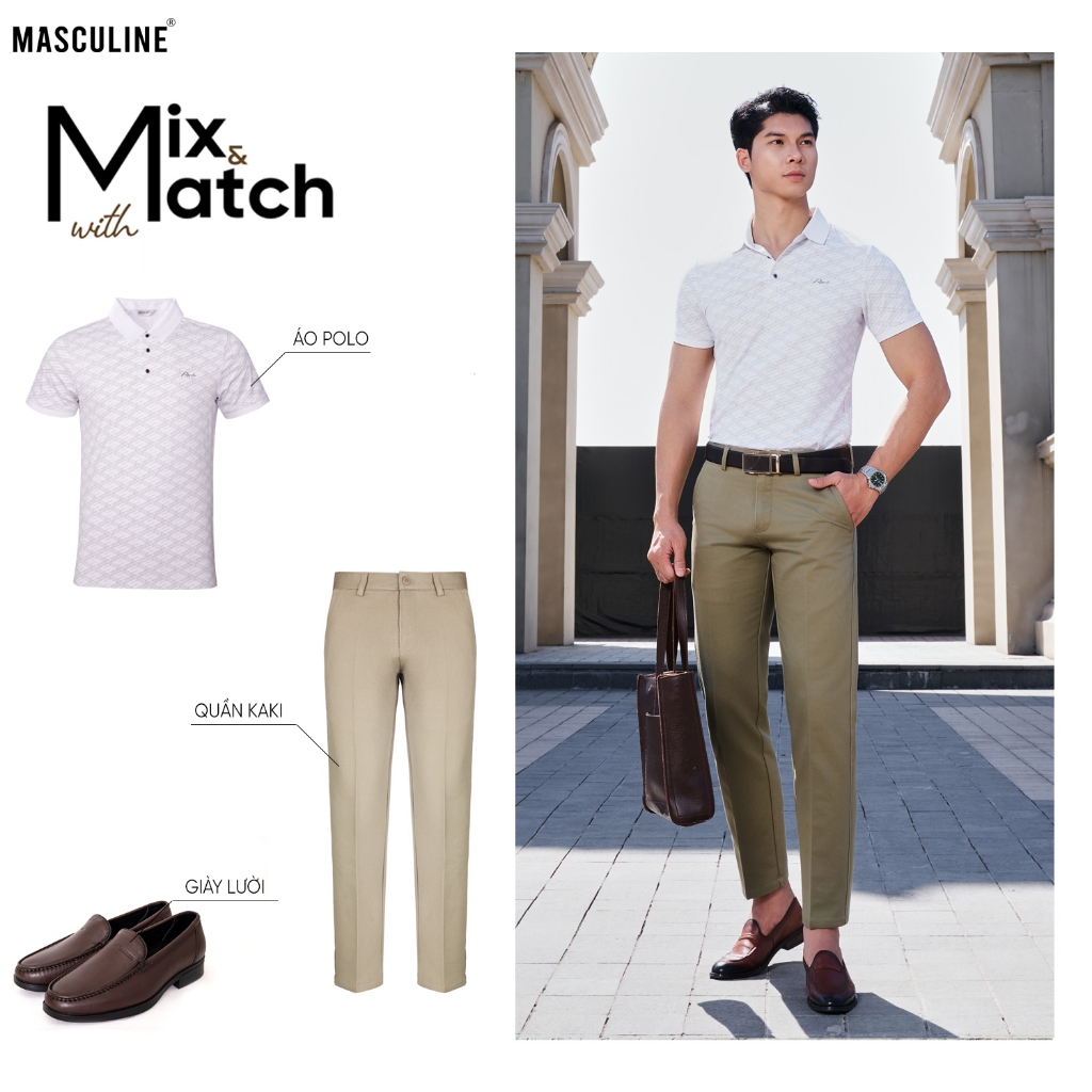 Áo polo nam cao cấp MASCULINE APL608 bo tay nhẹ logo cao su non tinh xảo dáng Slim Fit tôn body