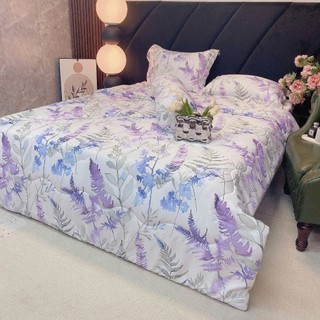 🐙SIÊU ĐẸP️🐙Cả Bộ Ga Gối Lụa Lyocell Sợi Tre Màu Hương Lavender, Mền Chần Bông Cao Cấp_Chăn ga sỉ HCM