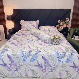 🐙SIÊU ĐẸP️🐙Cả Bộ Ga Gối Lụa Lyocell Sợi Tre Màu Hương Lavender, Mền Chần Bông Cao Cấp_Chăn ga sỉ HCM