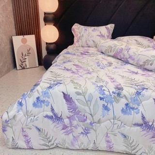 🐙SIÊU ĐẸP️🐙Cả Bộ Ga Gối Lụa Lyocell Sợi Tre Màu Hương Lavender, Mền Chần Bông Cao Cấp_Chăn ga sỉ HCM