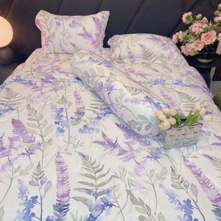 🐙SIÊU ĐẸP️🐙Cả Bộ Ga Gối Lụa Lyocell Sợi Tre Màu Hương Lavender, Mền Chần Bông Cao Cấp_Chăn ga sỉ HCM