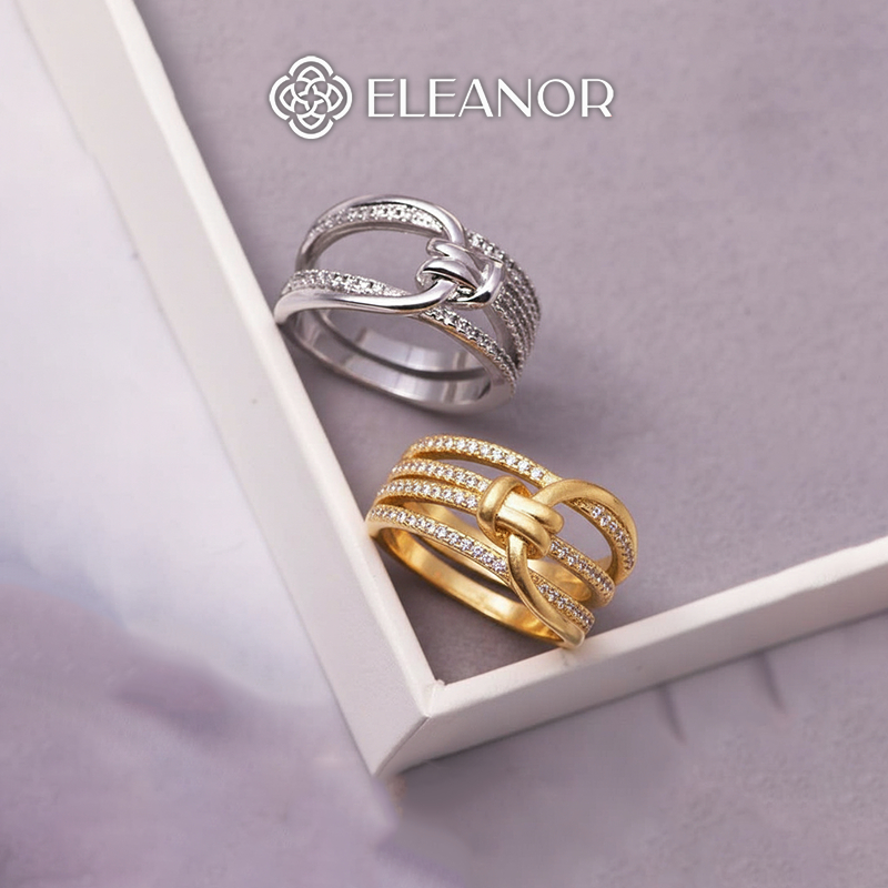 Nhẫn nữ Eleanor Accessories nhiều vòng đính đá cá tính phụ kiện trang sức 11253