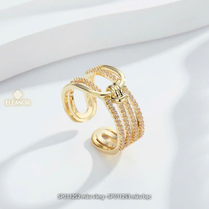 Nhẫn nữ Eleanor Accessories nhiều vòng đính đá cá tính phụ kiện trang sức 11253