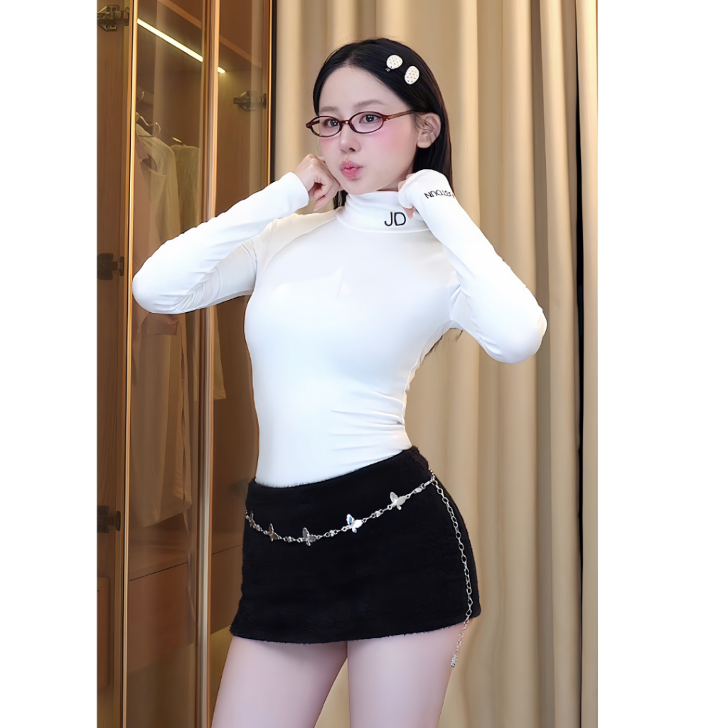 [LÓT LÔNG] Áo Giữ Nhiệt Dài Tay Thêu Justdun PQ1 - Áo Cổ Lọ Dài Tay Nữ Ấm Áp Cho Ngày Lạnh JUSTDUN