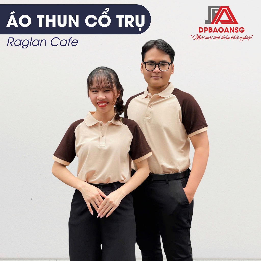Áo Thun Polo Tay Raglan Phối Màu Nam Nữ Cho Phục Vụ, Bán Hàng, Mặc Hàng Ngày