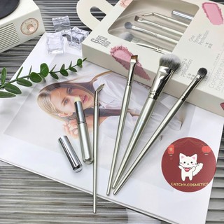 [GUOXIAONIU] Set 5 Cọ Makeup Cơ Bản Guoxiaoniu Vỏ Trắng Lông Cọ Mềm Mại, Rose Gold Series