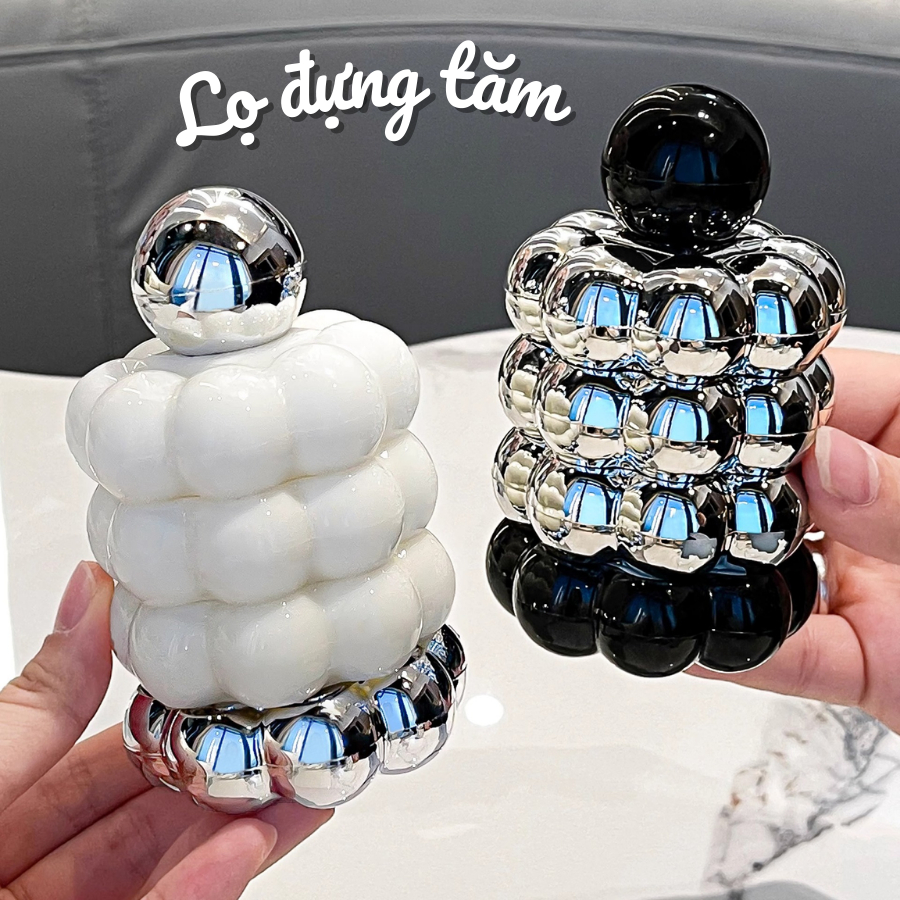 Lọ Đựng Tăm Cao Cấp Decor Bong Bóng Sáng Bóng, Hộp Đựng Tăm Nắp Đậy Sang Trọng Để Bàn