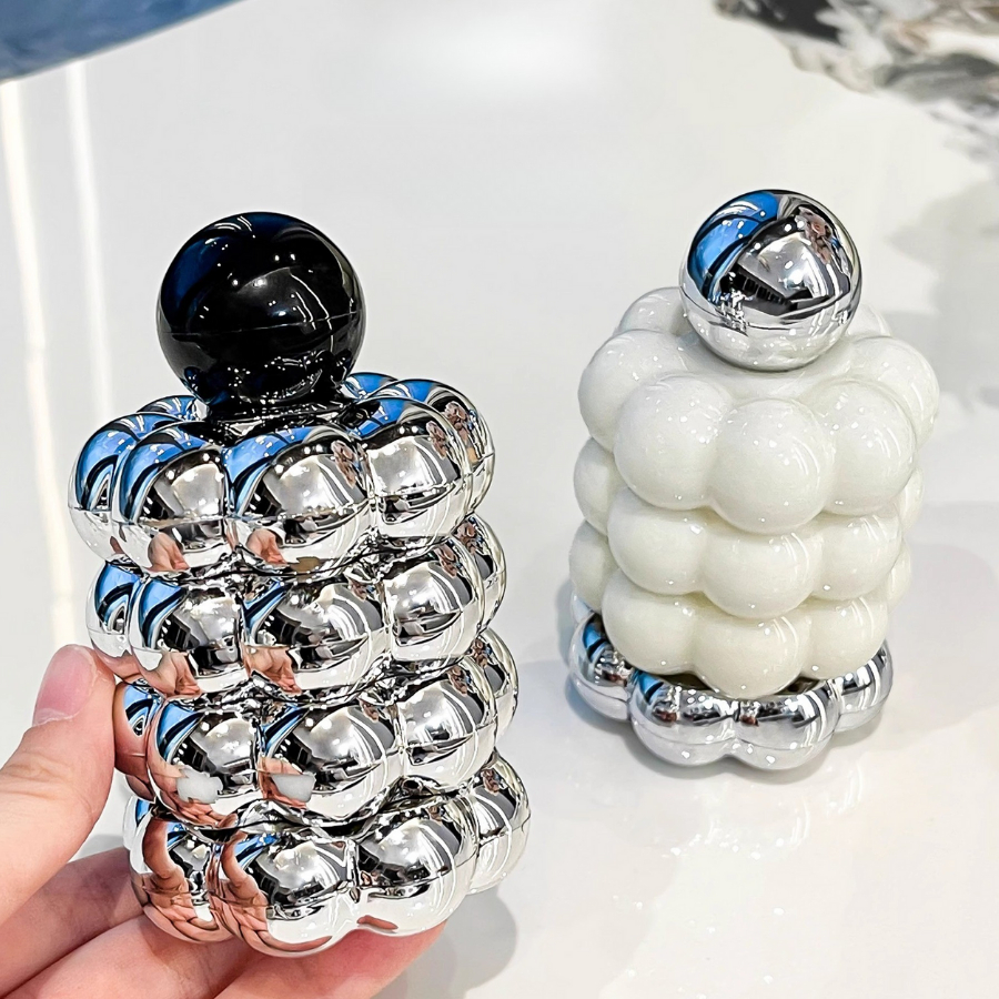 Lọ Đựng Tăm Cao Cấp Decor Bong Bóng Sáng Bóng, Hộp Đựng Tăm Nắp Đậy Sang Trọng Để Bàn