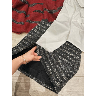 Set 4 Món: Áo Len Nhũ + Sơ Mi + Cà Vạt + Chân Váy QC