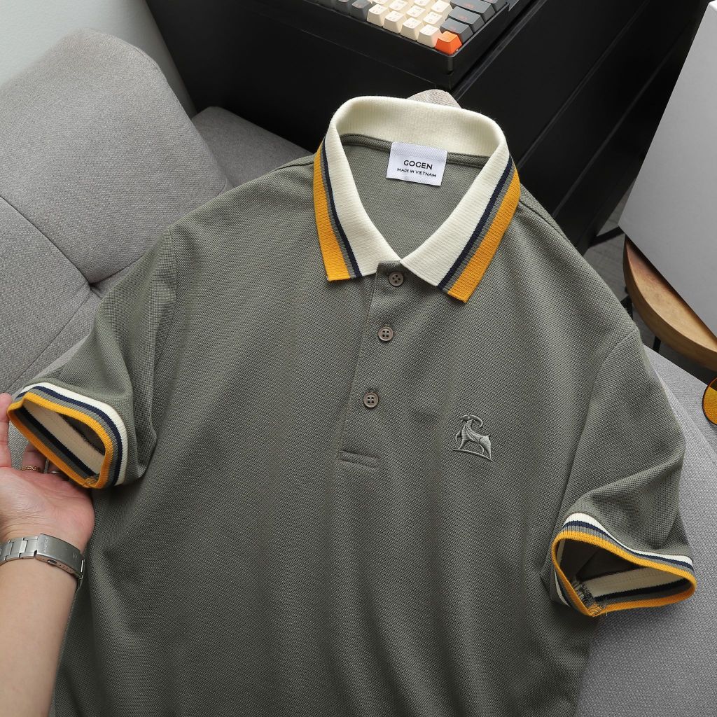 Áo Thun Polo Nam Cao Cấp Retro Phối Bo 4Color  - Luôn Tặng Hộp Đóng - GOGEN G02