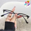 【Tặng miễn phí hộp đựng kính】Kính thời trang chống ánh sáng xanh gọng nửa khung, có độ cận, unisex 1731