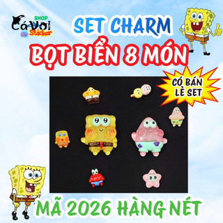 Charm gắn dép: Set charm 8 món bọt biển dễ thương - SpongeBob – Patrick - mã 2026 HÀNG NÉT ĐẸP HƠN- CÓ BÁN LẺ SET