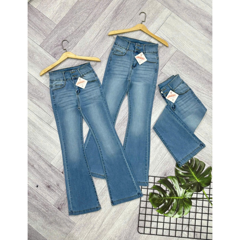 Quần Jeans Nữ Lưng Cao Ống Loe Dài Co Giãn 4 Chiều Tôn Dáng Thời Trang