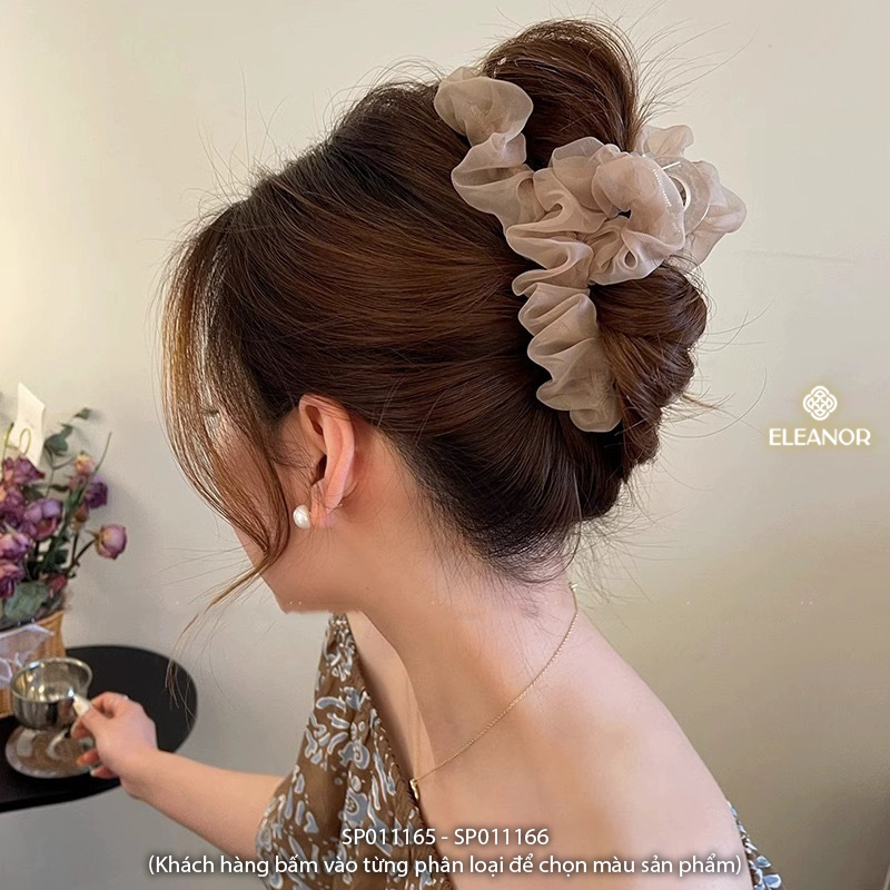 Kẹp tóc nữ càng cua Eleanor Accessories vải trơn xếp dạng nhún phụ kiện tóc basic 11165