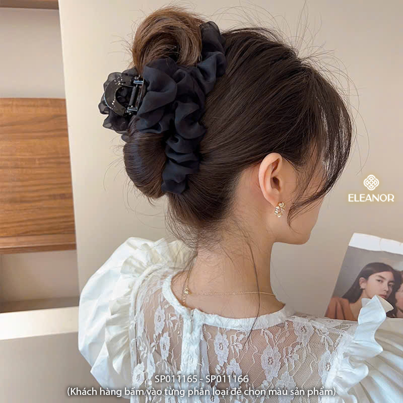 Kẹp tóc nữ càng cua Eleanor Accessories vải trơn xếp dạng nhún phụ kiện tóc basic 11165