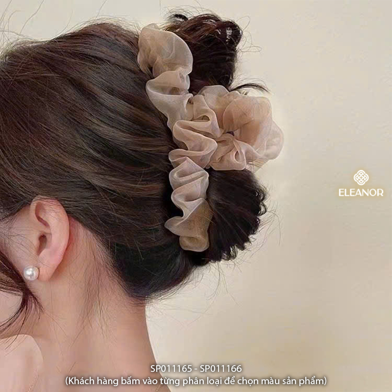 Kẹp tóc nữ càng cua Eleanor Accessories vải trơn xếp dạng nhún phụ kiện tóc basic 11165