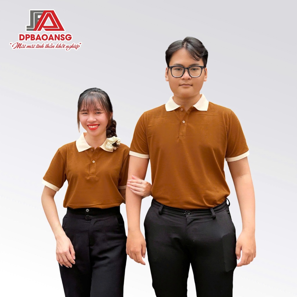 Áo Thun Đồng Phục Quán Vải Cá Sấu Đen, Nâu Cho Nam Nữ Nhân Viên