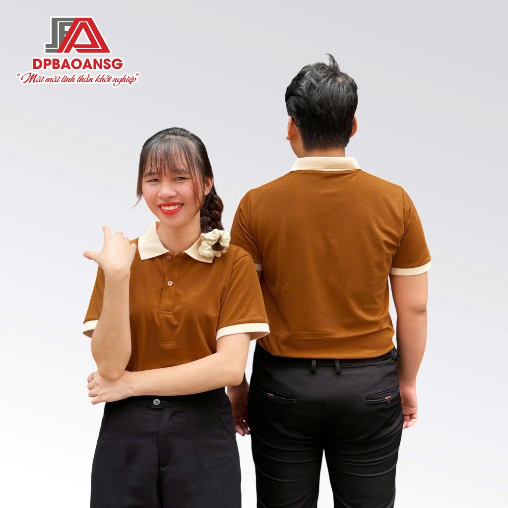 Áo Thun Đồng Phục Quán Vải Cá Sấu Đen, Nâu Cho Nam Nữ Nhân Viên