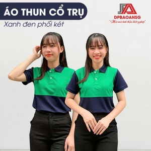 Áo Thun Đồng Phục Phối Xanh Vải Cá Sấu Nhân Viên Phục Vụ Quán Cafe/Trà Sữa/Trà Chanh - Năng Động, Trẻ Trung