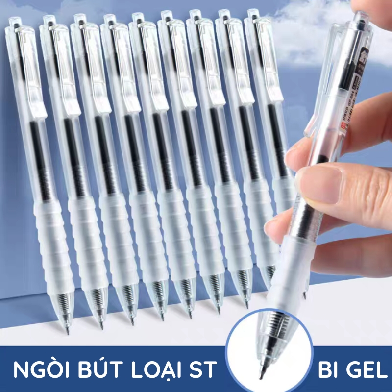 Bút bi ngòi 0.5mm viết êm tay, mực nước, phù hợp học sinh - Set 10/20/30 bút đầy đủ 3 màu xanh, đen,đỏ