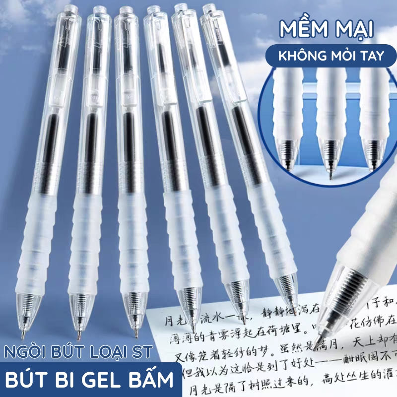 Bút bi ngòi 0.5mm viết êm tay, mực nước, phù hợp học sinh - Set 10/20/30 bút đầy đủ 3 màu xanh, đen,đỏ