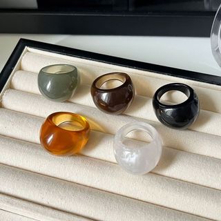 Nhẫn nhựa tròn cổ điển châu Âu và Mỹ, thiết kế đơn giản và độc đáo, phù hợp mọi dịp ON_0006