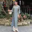 CÓ BIGSIZE - Áo dài lụa tơ óng NGUYỆT GIANG cổ tròn phối cúc bọc kèm quần lụa Satin AD221