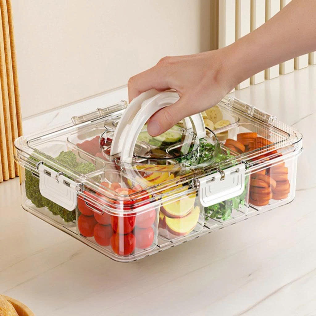Hộp Chia 8 Ngăn Đựng Thực Phẩm Có Tay Xách, Nhựa Nguyên Sinh Cao Cấp Không Mùi, Thiết Kế Sang Trọng