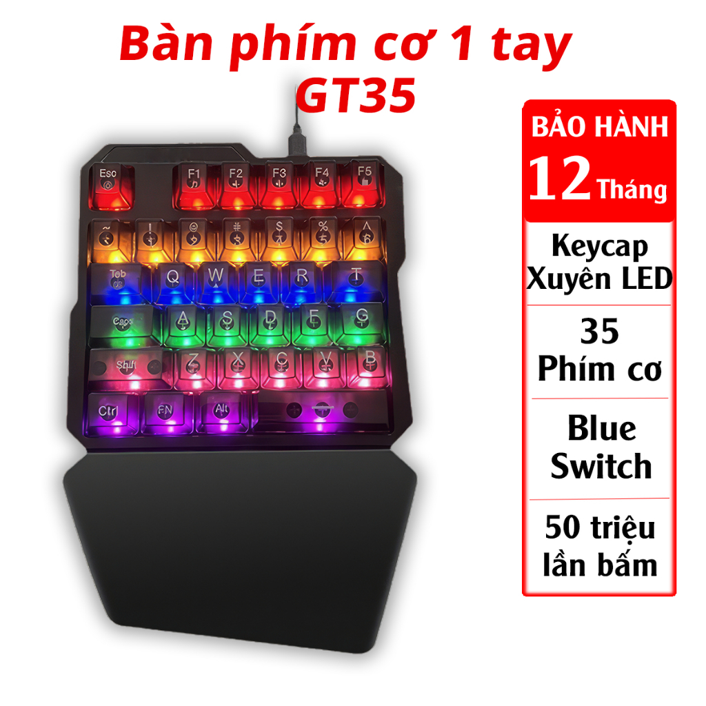 Bàn phím cơ 1 tay GT35 Inker K9 Bàn phím chơi game chất lượng cao dành cho game thủ Keyboard K9 Phím cơ Gaming | BigBuy360 - bigbuy360.vn
