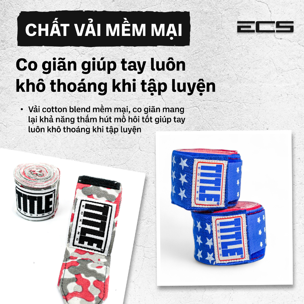 Băng Đa Boxing Chính Hãng Title, Băng Cuốn Tay Boxing Title, Dày dặn, Thoáng Khí