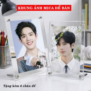 Khung ảnh mica trong suốt, Khung ảnh acrylic để bàn - Kích thước 18x24cm, 20x20cm - Tặng phụ kiện
