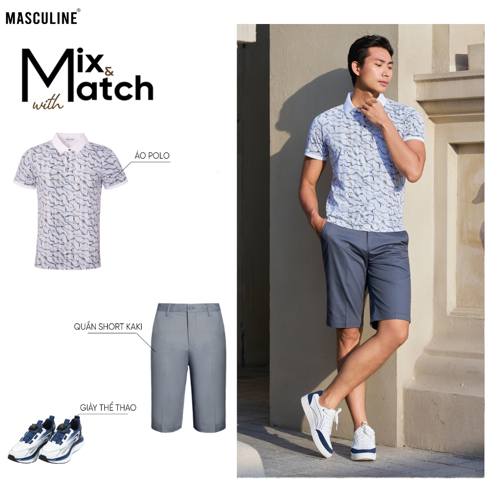 Áo polo nam MASCULINE APL610 tơ tằm cao cấp Silk Nylon Spandex dáng Slim Fit, mềm mại thoáng khí