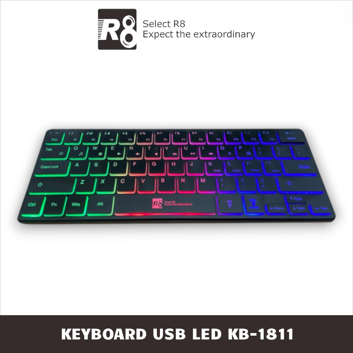 Bàn Phím Vi Tính Mini Có Dây (USB) LED RGB R8 KB-1811 - Phù Hợp Với Văn ...