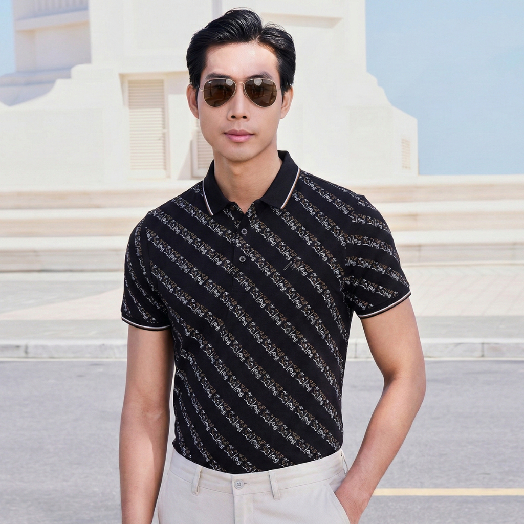Áo polo nam MASCULINE APL611 sản xuất tại Việt Nam thiết kế ôm gọn dáng Slim Fit