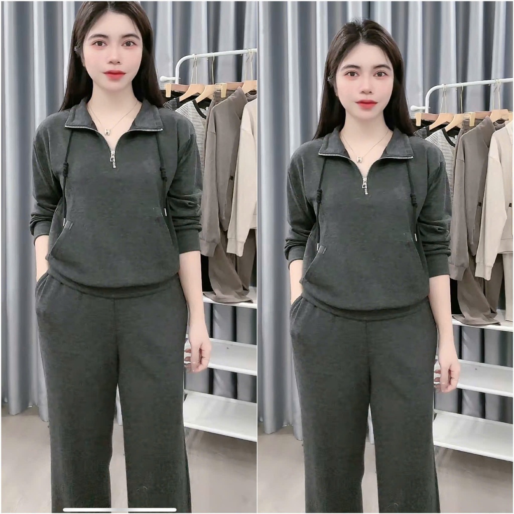 2026. [BỘ TÚI HOODIE- QUẦN SUÔNG] Sét chất len lông áo dài tay + quần suông thỏ. Đủ size SMLXL 40kg- 70kg