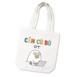 Túi vải canvas có khóa kéo,có túi phụ hài hước Cần cù bù OT vịt ngộ nghĩnh dùng du lịch đi học đi chơi tota0288