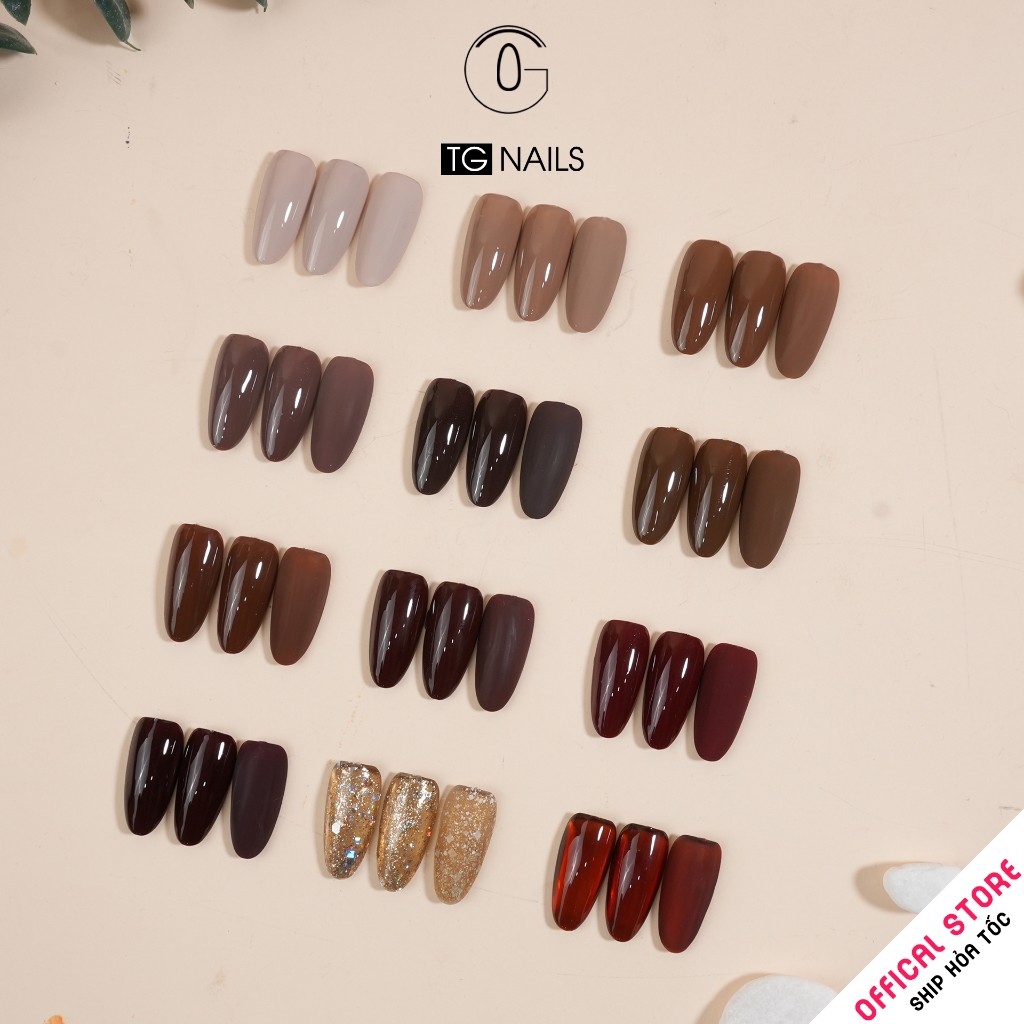 Set sơn gel 12 màu  ĐN-TC12 Nâu Socola TG cọ tròn bảng ngang