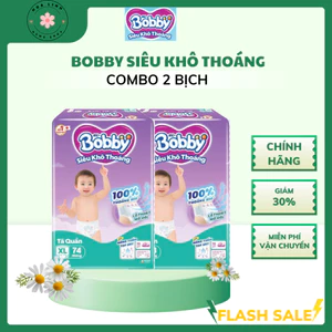 Hot: combo 2bịch Bobby Siêu Khô Thoáng/Utral giao ngẫu nhiên size M96/ L88/ XL74/ XXL68miếng