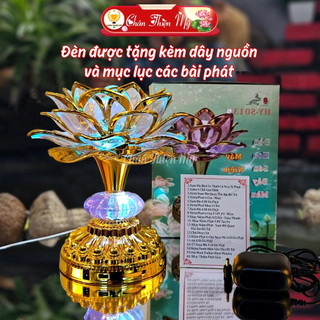[Hàng Loại 1] Đèn Thờ Hoa Sen 60 Bài, Máy Nghe Kinh Trang Trì Bàn Thờ Thần Tài, Dùng Pin AA Hoặc Cắm Điện
