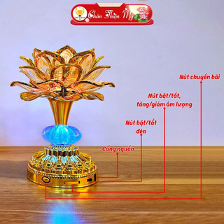 [Hàng Loại 1] Đèn Thờ Hoa Sen 60 Bài, Máy Nghe Kinh Trang Trì Bàn Thờ Thần Tài, Dùng Pin AA Hoặc Cắm Điện