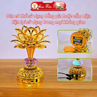 [Hàng Loại 1] Đèn Thờ Hoa Sen 60 Bài, Máy Nghe Kinh Trang Trì Bàn Thờ Thần Tài, Dùng Pin AA Hoặc Cắm Điện