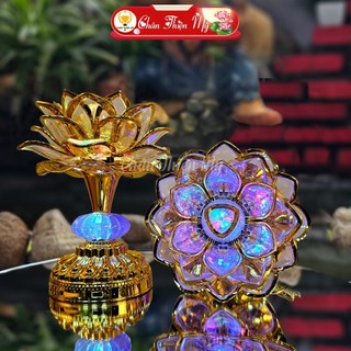 [Hàng Loại 1] Đèn Thờ Hoa Sen 60 Bài, Máy Nghe Kinh Trang Trì Bàn Thờ Thần Tài, Dùng Pin AA Hoặc Cắm Điện