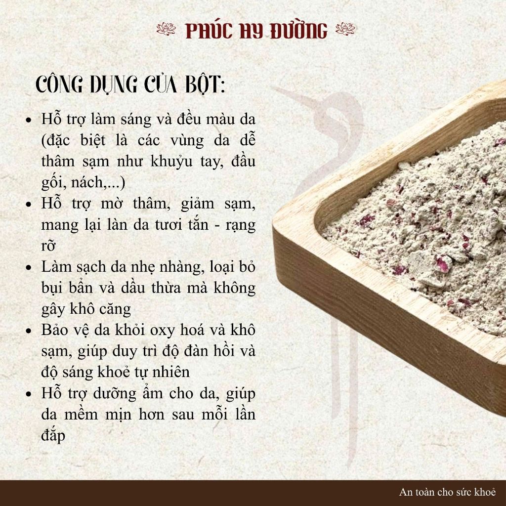 Bột Bạch Hoa Phúc Hy Đường - Bột làm sáng da, tẩy tế bào chết, làm đều màu da